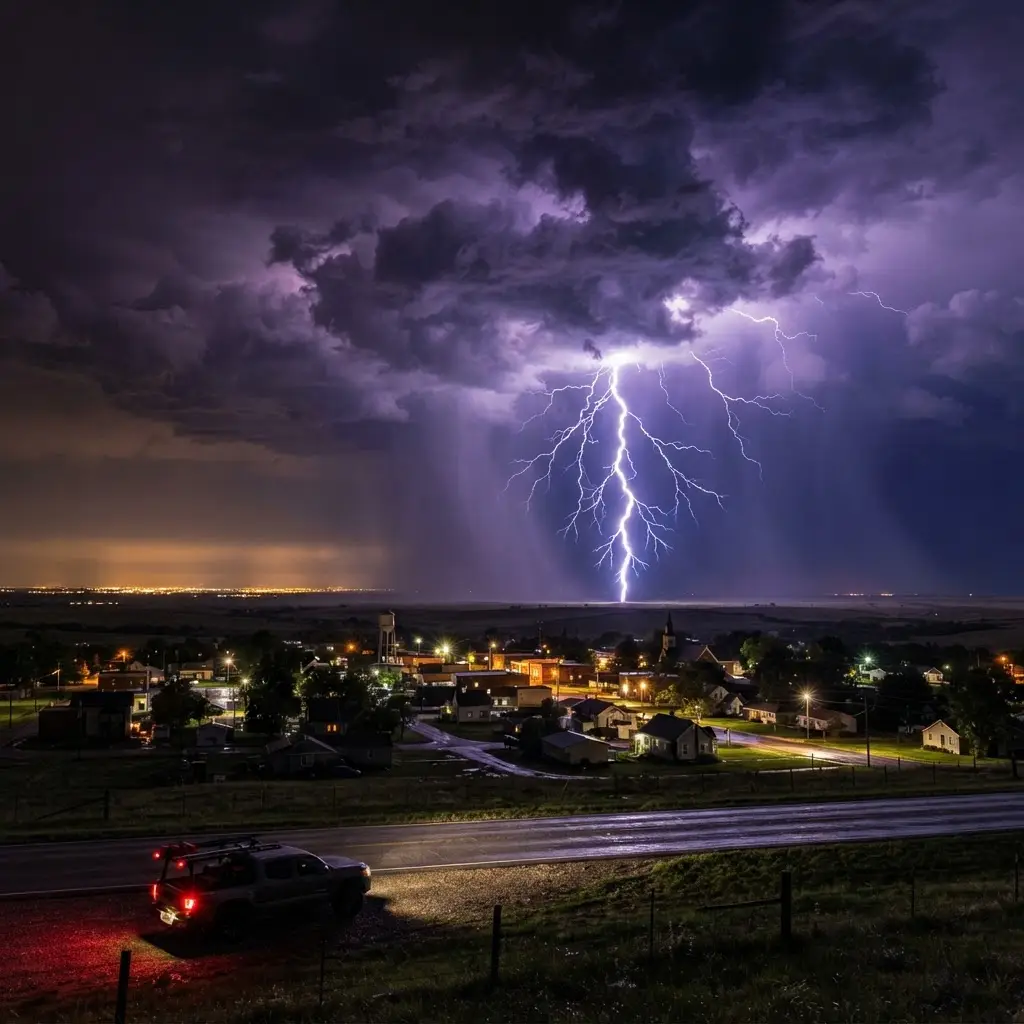 Relâmpagos durante tempestade noturna