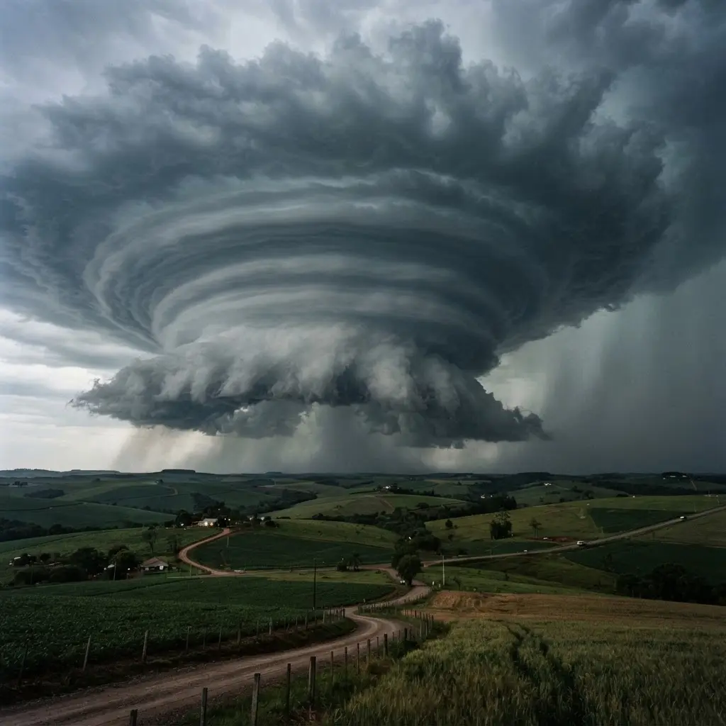 Supercélula impressiona no Sul do Brasil
